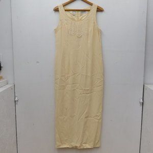 Oleg Cassini Black Tie Beaded Maxi Formal Dress 10 Shift Sheath Long Sleeveless